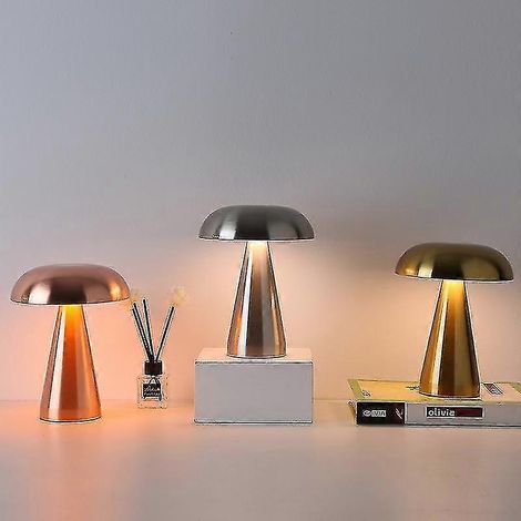 Lampe de table LED en forme de champignon, rechargeable, tactile, à trois tons d'éclairage, idéale pour la décoration de cafés, bars, restaurants, salons, chambres et bureaux - 1 pièce (1/5)