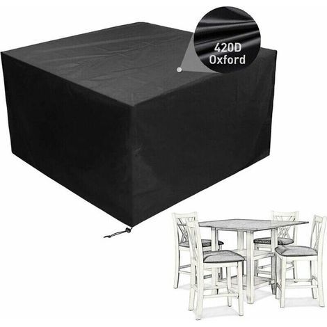 Housse salon de jardin,Housse de Protection pour Table Carrée et Mobilier d'Extérieur, Fabriquée en Tissu Oxford Imperméable et Résistant aux UV et aux Intempéries, Dimensions 135x135x74 cm. (1/5)