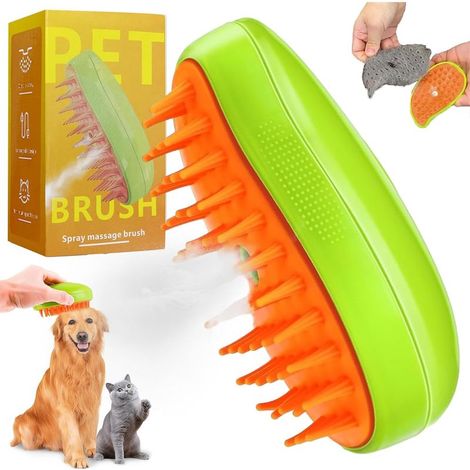 Brosse Chien Chat à Vapeur,3 En 1 Brosse À Poils De Chat À Vapeur Électrique,Brosse Pour Chats à Poils Courts Et Longs,Kit de toilettage pour animaux de compagnie (Green) (1/5)