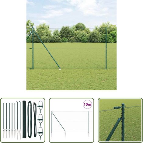 vidaXL Stahl und PVC - Zaunpfosten Grün 10 x 1,6 m (25 mm Maschenweite) Stahl und PVC (1/5)