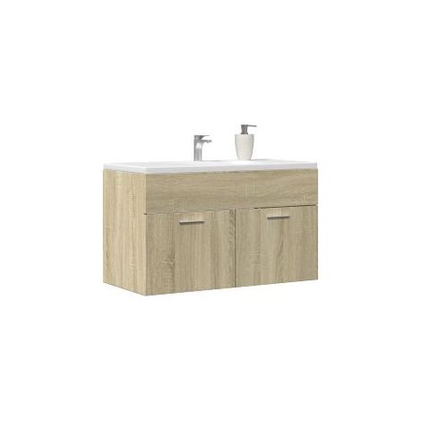 Armoire lavabo de salle de bain chêne sonoma bois d'ingénierie (1/5)
