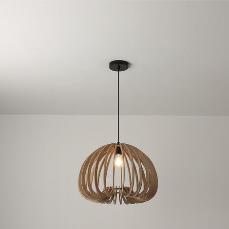 Plafonnier rétro en bois MDF, E27 Ø45 cm