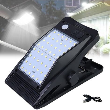 Lampe Solaire À Pince avec Détecteur De Mouvement, Éclairage D'extérieur Portable À LED, Lampes Murales Étanches pour Cour, 48 Perles pour Garage, Camping, Allée, Clôture (1/5)