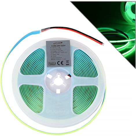 STRISCIA LED COB 5M TAGLIABILE LUCE VERDE A 24V - ALTA LUMINOSITA' FLESSIBILE E TAGLIABILE (1/5)