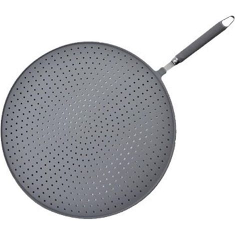 Pare-éclaboussures en silicone et acier inoxydable, adaptés aux ustensiles de cuisine, ne passent pas au lave-vaisselle, empêchent efficacement les projections d'huile. (1/4)