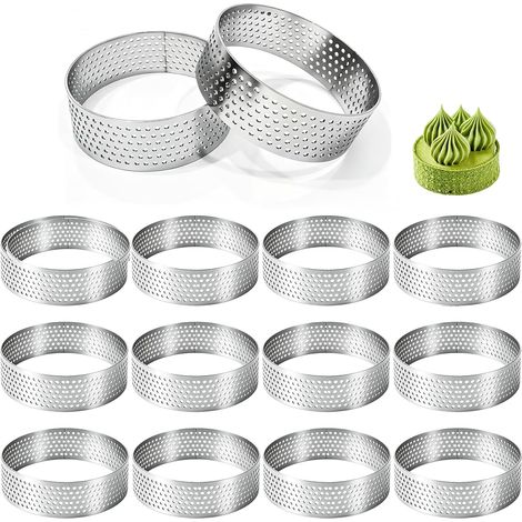 12 x Tart Moulds 6 cm Perforated Tart Circle (1/5)
