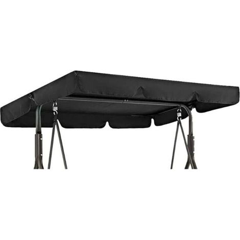 Auvent de rechange pour balancelle de jardin 3 places imperméable, coupe-vent, anti-UV, robuste et indéchirable (noir, 195 x 125 x 15 cm) (1/4)
