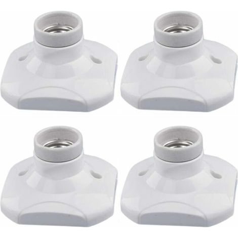 Douille d'ampoule LED E27, douille E27 en céramique et base en plastique, douille murale E27, douille E27 blanche avec anneau pour éclairage d'entrée/plafonnier/balcon, lot de 4