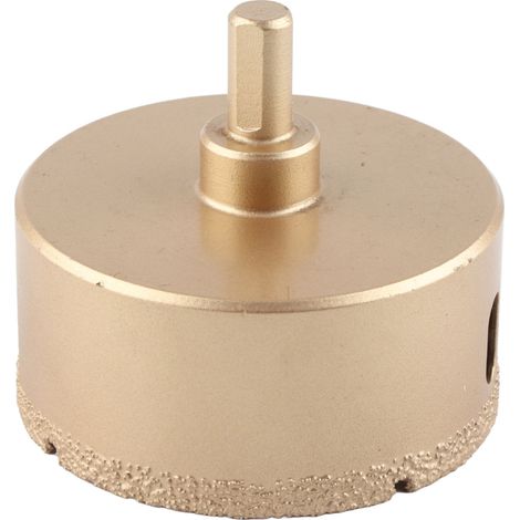 Trépan Diamanté Carbure Acier pour Carrelage Porcelaine Verre, Foret Ouverture 75mm Queue Triangulaire (1/5)