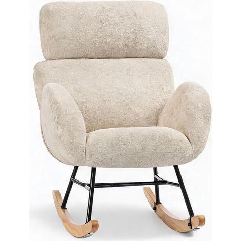 Fauteuil coloris blanc crème en polyester 90 x 71 x 100 cm (1/5)