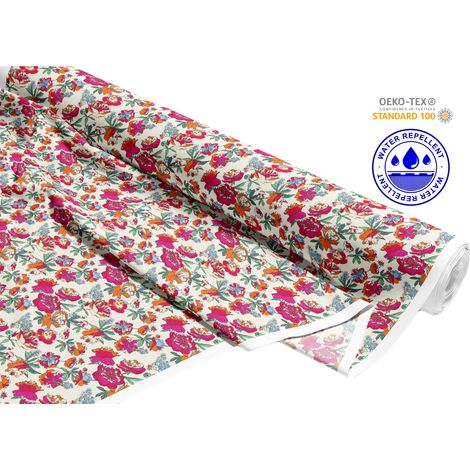 Outdoor dekostoffe oxford - Motiv rosa Blüten auf hellem Hintergrund I DR240 (1/5)