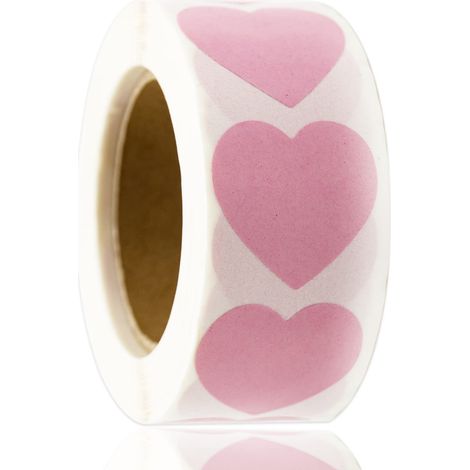 Lot de 500 autocollants en fome de cœu coloés de 25 mm - Étiquettes autocollantes en fome de cœu pou le codage - Autocollants en papie billant pou tavaux manuels, sacs cadeaux, (1/4)