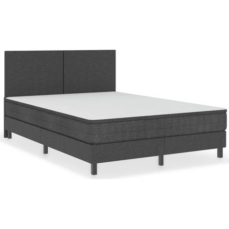 Ensemble matelas et sommier tapissier Gris foncé Tissu 140x200 cm (1/5)