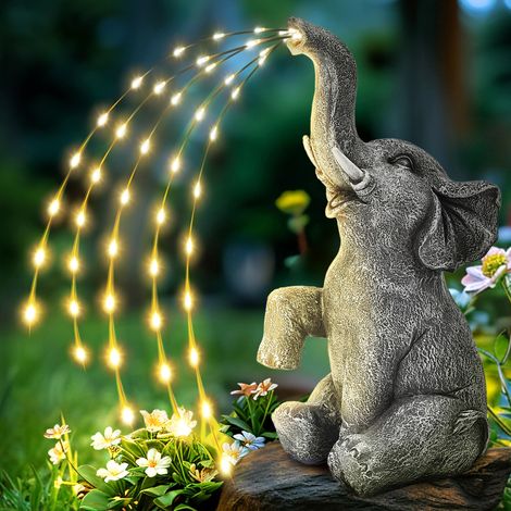 Statue d'éléphant améliorée - Décoration de Jardin - Figurine d'éléphant à énergie Solaire - Cadeau pour Maman, Cadeau d'anniversaire pour Femme, décoration d'éléphant pour terrasse (27 cm) (1/5)