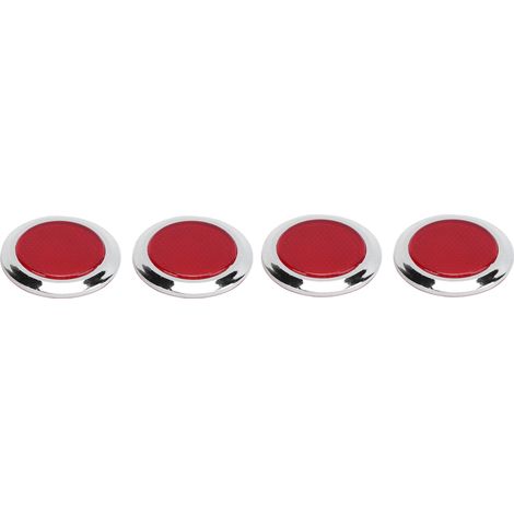 4 Pièces Protecteurs Ronds Réfléchissants Rouges en ABS Chrome pour Auto Moto Voiture Sécurité Éclatante (1/5)