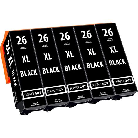 5 Cartouches d'encre Compatible avec Epson 26XL Noir pour Expression Premium XP510 XP520 XP600 XP605 XP610 XP615 XP620 XP625 XP700 XP710 XP720 XP800 XP810 XP820 (1/5)
