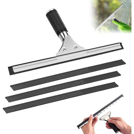 Raclette à vitres - 30 cm - Raclette à eau en silicone - Essuie-vitres à 3 lèvres en caoutchouc - Nettoyeur de vitres (1/5)
