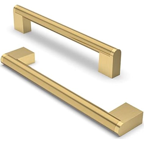10 Pièces Poignée de Meuble, Distance de Trou de 160mm Poignées de Meubles en Acier Inoxydable Poignées de Placard Poignée d'Armoire de Cuisine-Laiton brossé (1/5)