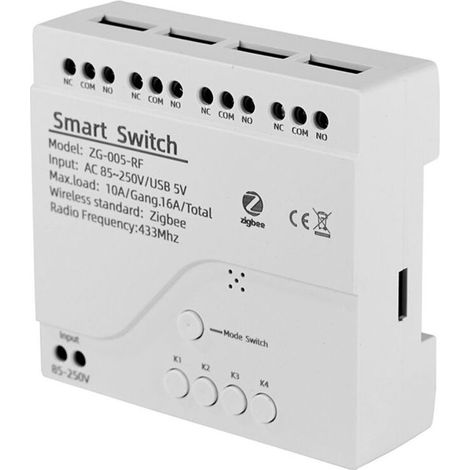 Zigbee 4-Kanal RF433 Smart-Schaltmodul für Hausautomation, drahtlose Relais und Sprachsteuerung (1/5)