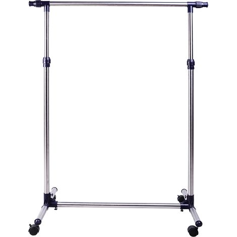 Portant à vêtements en acier inoxydable, 4 roulettes, hauteur et longueur réglables, 95 x 45 x 170 cm