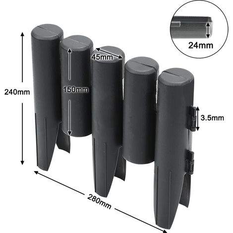 Wolketon 10 stücke Beeteinfassung Gartenpalisade Raseneinfassung 2.8m Rasenkante Palisade Beetumrandung aus PP . Braun (1/2)