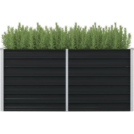 Hochbeet,Blumenkasten,Pflanzkasten Balkon, Terrasse, Garten Anthrazit 160 x 80 x 77 cm Verzinkter Stahl VMEC450409 (1/5)