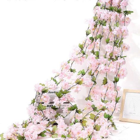 8 fleurs de cerisier artificielles, plantes suspendues, couronne de soie, fausses fleurs pour la maison, le jardin, les murs, les clôtures, l'intérieur et l'extérieur, mariage, anniversaire.-AquaForge (1/5)