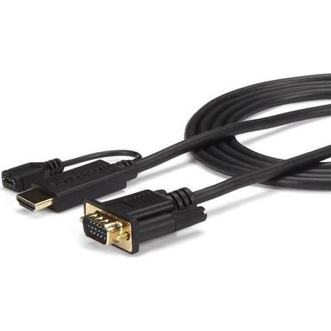 StarTech.com HD2VGAMM10 cavo e adattatore video VGA (D-Sub) HDMI + Micro USB Nero (1/4)