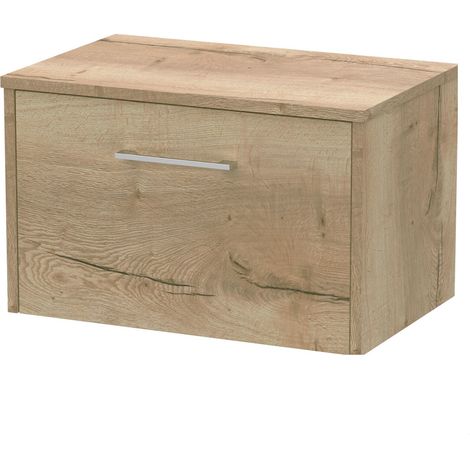 Winshill Contemporary 1 Drawer Wall Hung Vanity Unit with Worktop, Light Oak, 600mm