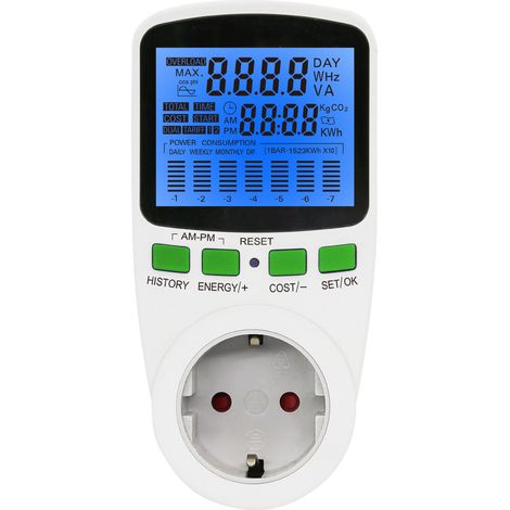 Compteur d'énergie numérique LCD UE, wattmètre, moniteur de puissance électrique kWh (bleu)-AquaForge (1/5)