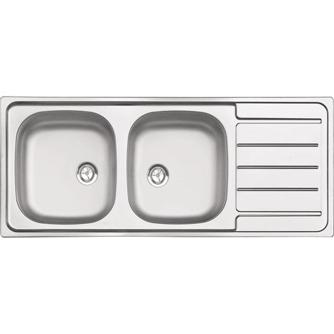 Moderna – Évier inox à encastrer 2 cuves 160mm profondeur – Épaisseur 7/10mm – Bac à laver pour cuisine professionnelle (1/3)