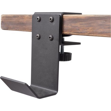 Schwarzer Montagehaken zur Befestigung unter dem Schreibtisch – kann als Kopfhörerhalter, Rucksackhaken und Taschenhalter für Büro und Zuhause verwendet werden. (1/5)