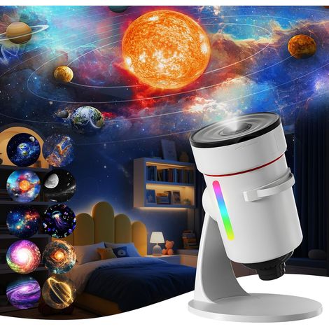 Projecteur planétaire 4K disques, galaxie 360°, minuterie, veilleuse, chambre, étoiles, USB (1/5)