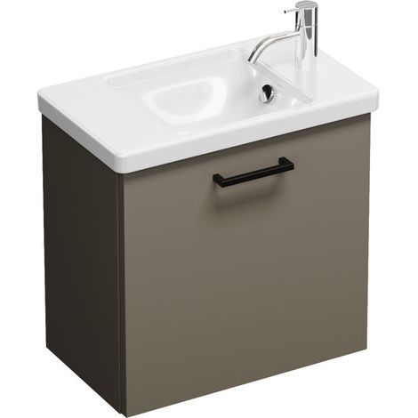 Vasque en céramique Burg Eqio + meuble sous-vasque gris brillant/blanc alpin GR0234