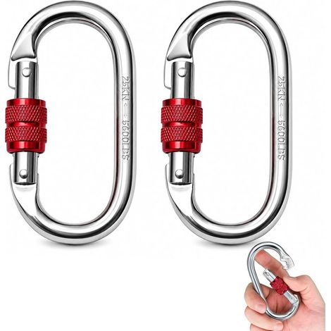 Pièces Mousqueton de Sécurité,Force de Traction 25 KN,mousquetons d'escalade, antidérapants et résistants à la Corrosion,Convient pour Hamac, Balançoire,Camping, Randonnée,Cercle Aérien, Karabiner (1/3)