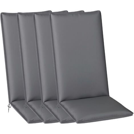 Lot de 4 coussins de chaise extérieur avec attaches et bande réglable, anti-décoloration UPF50+, 124x50x5cm, gris (1/5)