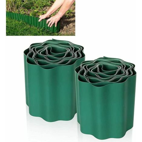 2 PCS Bordure de Pelouse Flexible 9M × 15CM, Clôture Gazon Bordure Jardin Plastique Bordurette de Jardin Bords Bordures Jardin Exterieur PVC - Bordure de Jardin Flexible Vert