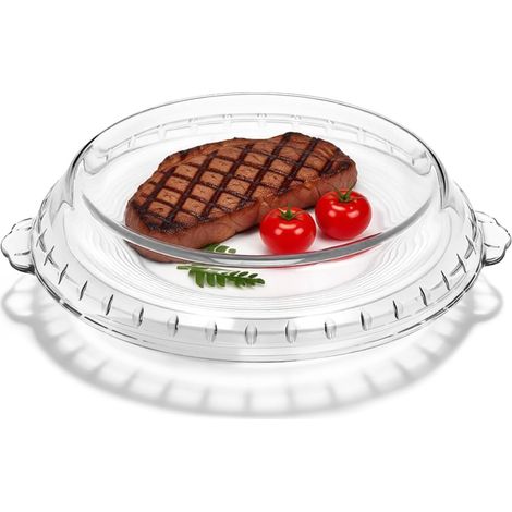 Couvercle Verre Micro-Ondes Anti Éclaboussures Couvercle Pour Micro-Ondes En Verre Protection Pour Plat Compatible Four 11.02X9.84X1.81In Pour Cuisson Et Réchauffage (1/5)