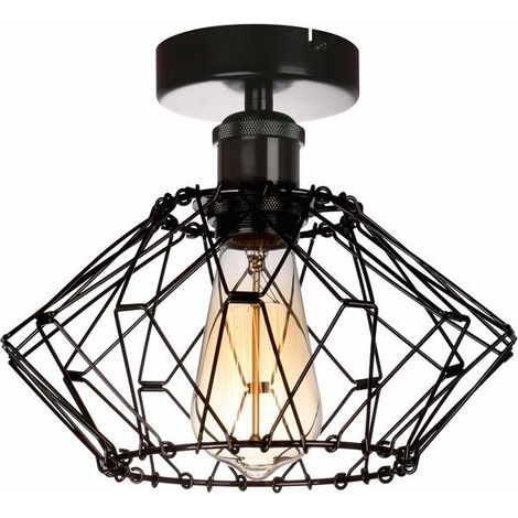 Plafonnier industriel noir métal Cameleon E27 40W