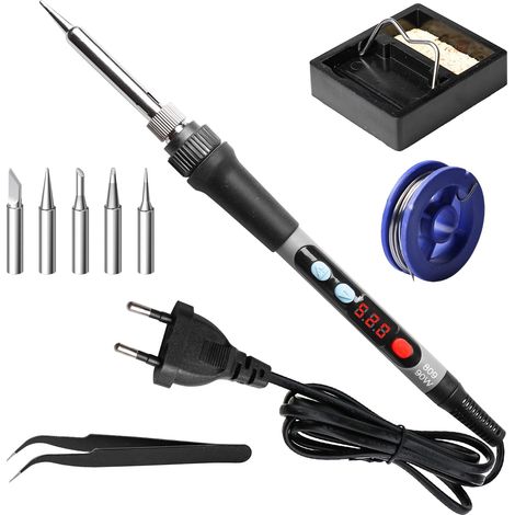 Soldeurbout - 120 W - Régulation de Température 180 À 520 °C - Écran LCD - Ensemble Complet avec 5 Pointes - Pour Électronique et Réparation