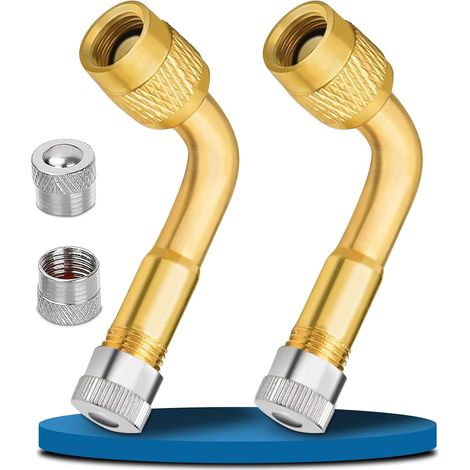 Rallonge Valve Pneu, Universelles 36 mm Adaptateur Valve, 90 Degrés Embout Gonflage Pneu Voiture H62 Laiton, Valve Coudée Moto Adaptateur de Valve pour Voitures, Camions, Motos, Vélos (1/5)