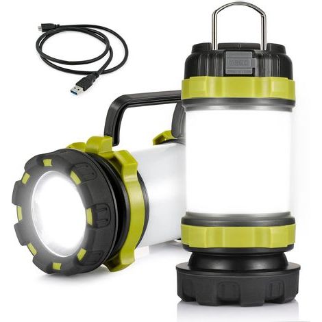 Lanterne de camping rechargeable 3600 mAh, torche LED multifonctionnelle légère, 4 modes de batterie externe, lanterne de camping étanche (1/4)