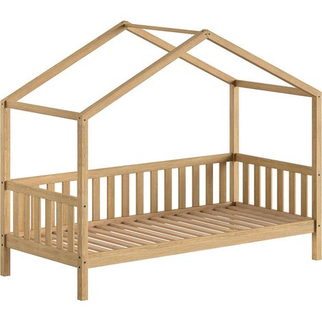 Lit Cabane Enfant "Nature II" 90x200cm Naturel