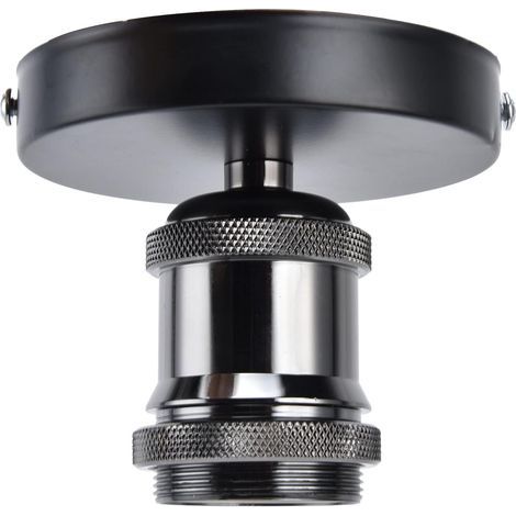 Douille Lampe E27 - Support Rétro Ignifuge pour Plafonnier Cuisine Chambre Salon - Noir (1/5)