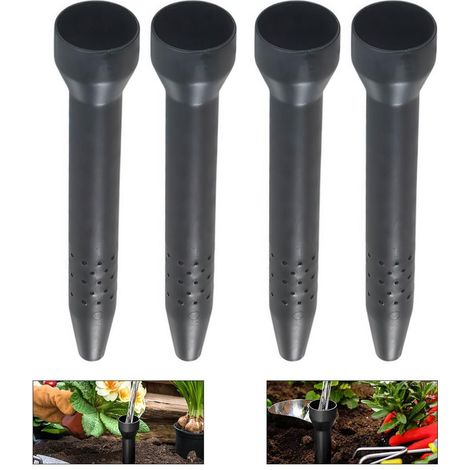 Set di 4 attrezzi per l'irrigazione del giardino, irrigatore per radici, pratico ausilio per l'irrigazione, dispenser in plastica a risparmio idrico con picchetti per il fissaggio a terra. (1/5)