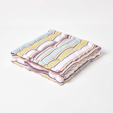 HOMESCAPES Sitzkissen Osaka Green 40 x 40 x 10 cm 100% Baumwolle & Polyester