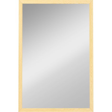Miroir mural rectangle 60x40 cm, cadre bois massif, parfait pour salle de bain, salon ou chambre à coucher (1/5)