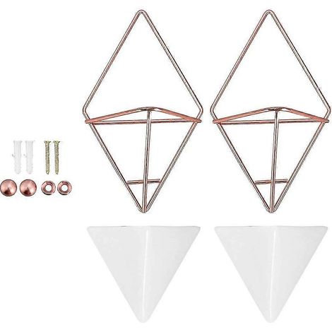 Lot de 2 vases suspendus, jardinières aériennes, décoration murale, supports pour plantes - Lot de 2 petits pots muraux blancs pour plantes succulentes (1/5)