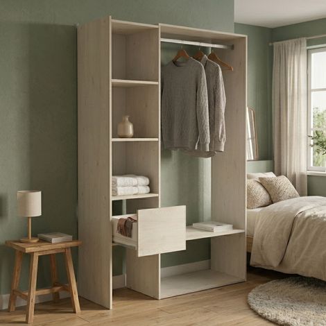 Dmora - Gran Armario Tsuruhime, Muebles de dormitorio, Vestidor, Armario de ropa, 119x40 h183 cm, Roble (1/5)