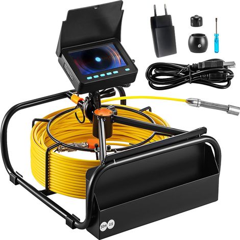 Caméra Inspection Canalisation 30 m Endoscope Drain avec Écran 4,3'' avec Lumière 6 LED Réglables, Carte SD 16 Go, Zoom 3X, Vidéo, Étanche IP68, pour Conduit, Égout, Plomberie, Tuyaux, Maison (1/5)